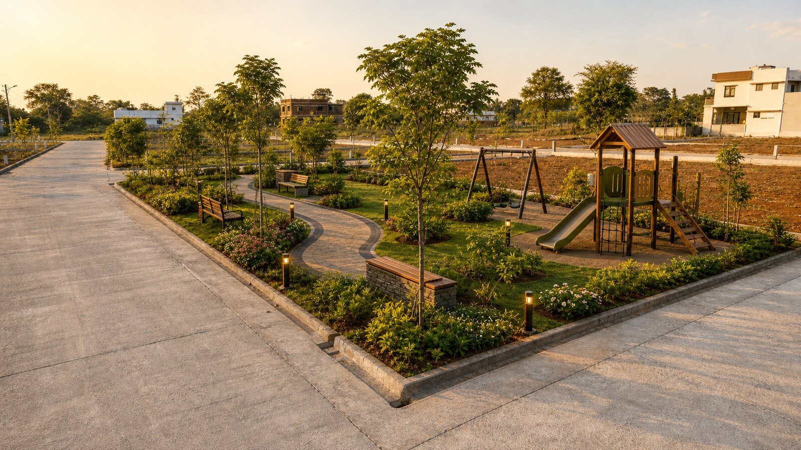 Illustrative view of a planned landscaped open space